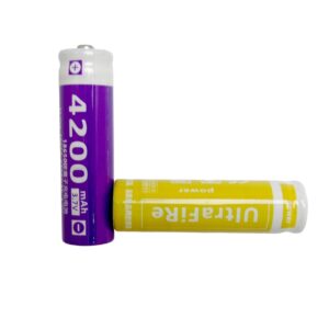 1x Button Top 18650 Rechargeable Battery 4200mAh High Capacity 3.7 Volt Rechargeable Battery for Headlamp, Flashlight and PowerBank (Color May Vary) (Pack of 2)