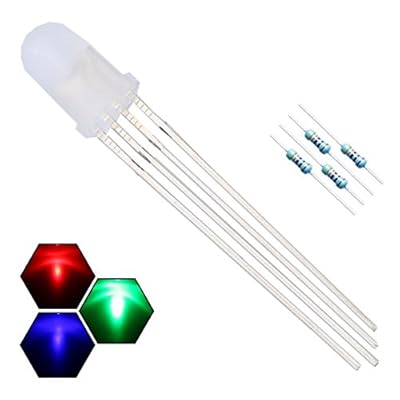 5mm RGB Tri-Color (Red Green Blue Multicolor) 4Pin LED Diodes Common Cathode Diffused Round Lens 29mm Long Lead, Light Emitting Diodes - Image 2