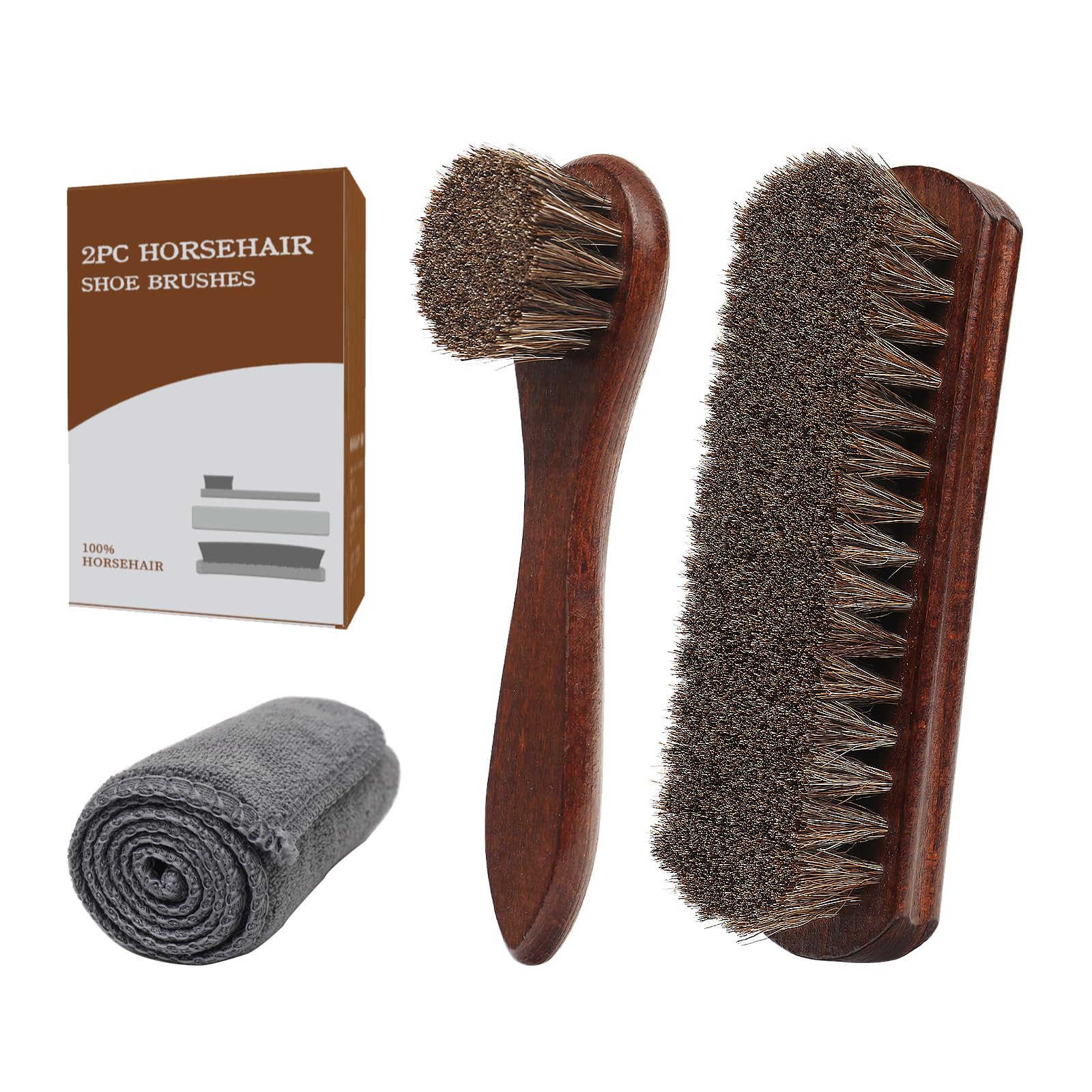 Premium 100% Horsehair Shoe Brush with Curved Wooden Handle – Soft Bristles for Leather Shoes, Boots & Bags – Professional Polishing & Cleaning Brush - Image 2