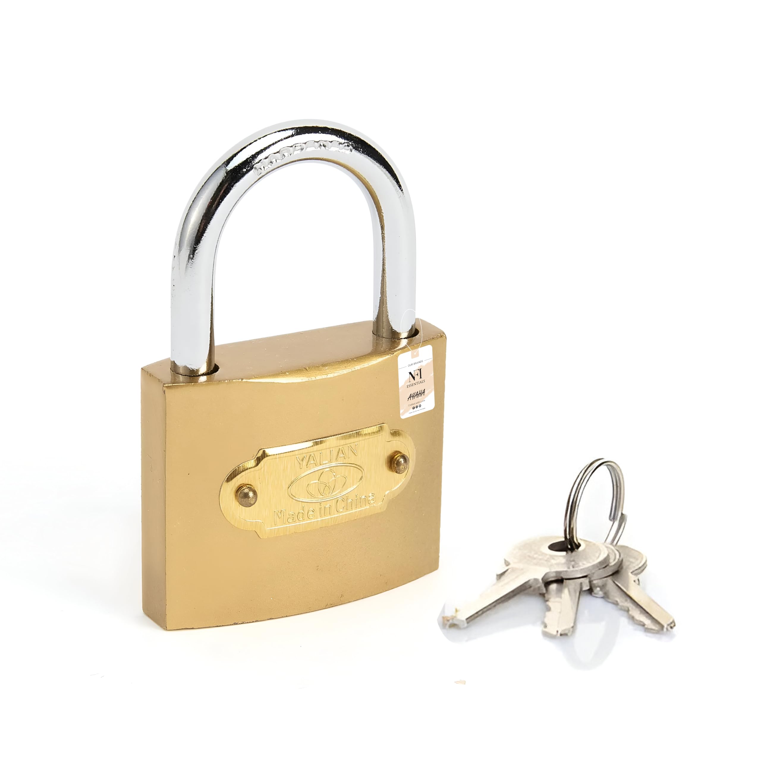 Heavy Duty Desi Brass Padlock – Durable Traditional Lock with Keys for Home, Office & Shop Security. - Image 2