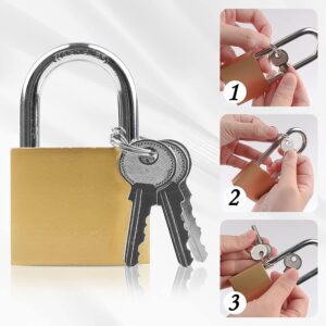 Keyed Padlocks, Locker Lock, Locks with Keys, Gold, Compact, Hardened Alloy, Securing Luggage, Gym Lockers (Mini Lock)