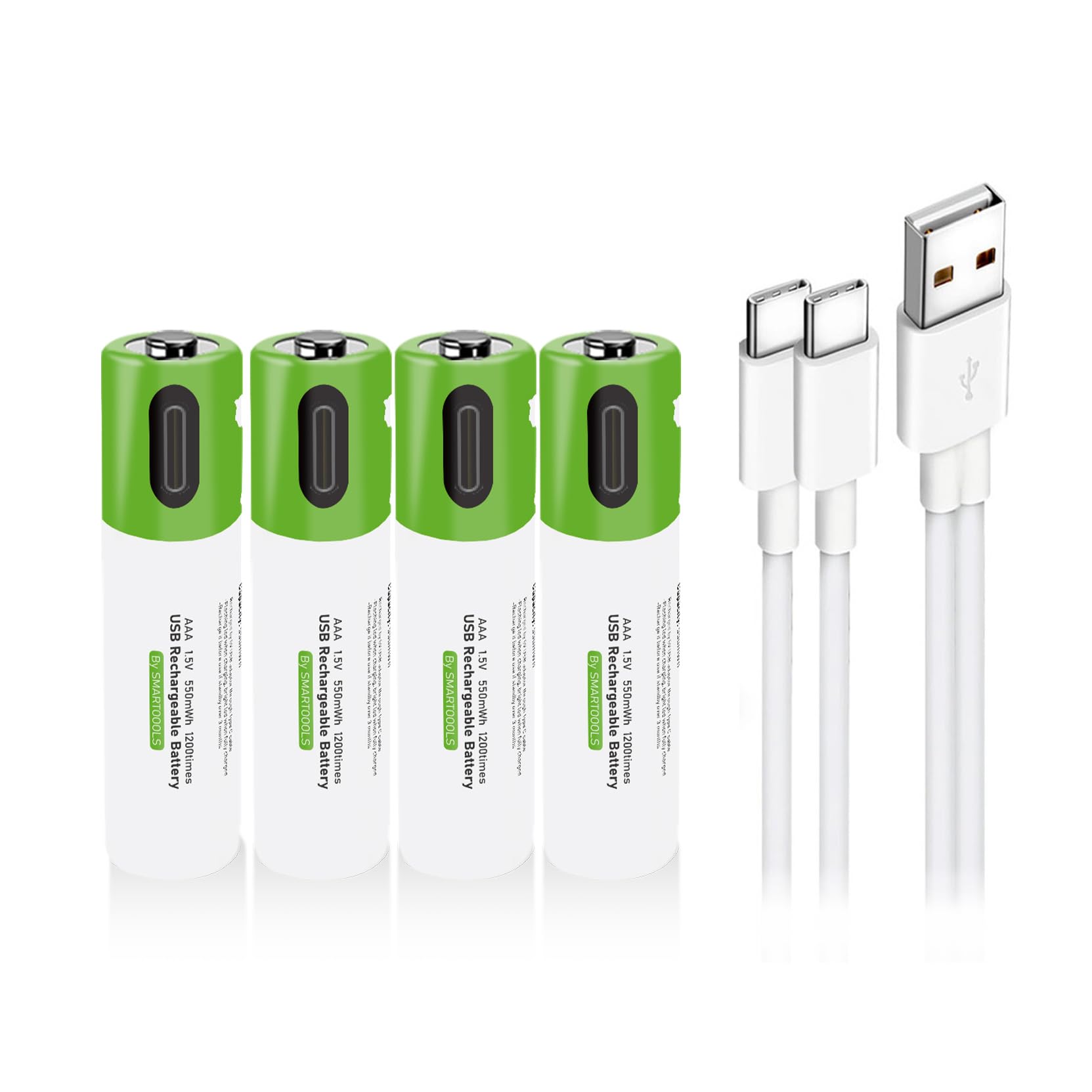 1x Rechargeable AA Battery 1.5V 550mWh USB Lithium ion Rechargeable AAA Battery Works with USB Type C Charging Cable, High Capacity Fast Charge, 1200 Cycles Constant Output, Over-Charge Protection (Cable Not Included) - Image 3